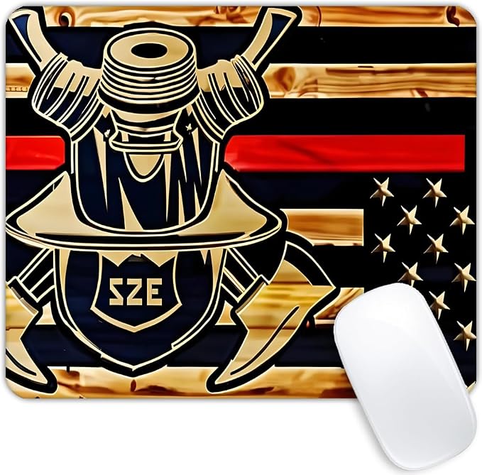 Firefighter American Flag 001 Mouse pad Customized Mousepad Non-Slip Rubber by Goodsprout