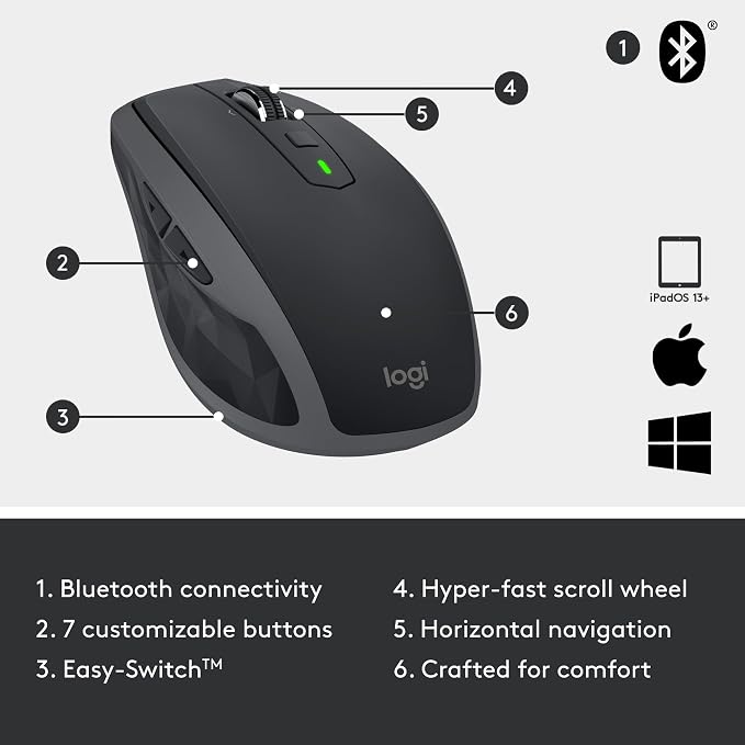 Logitech MX Anywhere 2S Bluetooth Edition Compact Wireless Mouse, No USB - Image 6