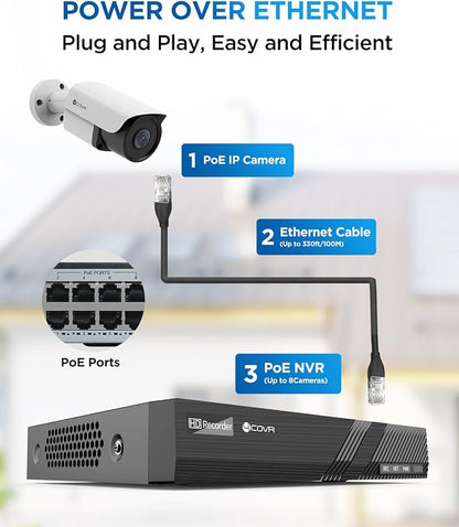 4COVR PoE Security Camera System, AI Human/Vehicle Detection, 8 Channel 8MP PoE - Image 3