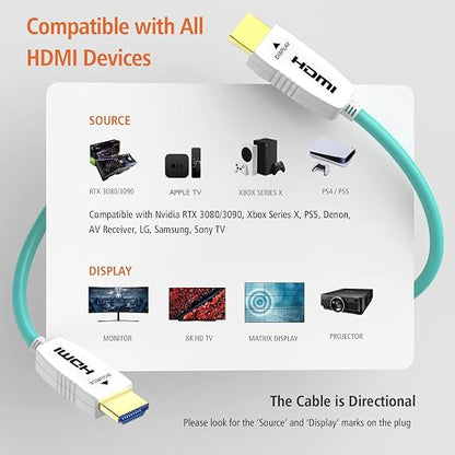 RUIPRO 8K Fiber Optic HDMI Cable 65 Feet 48Gbps 8K60Hz 4K120Hz Dynamic HDR eARC - Image 6