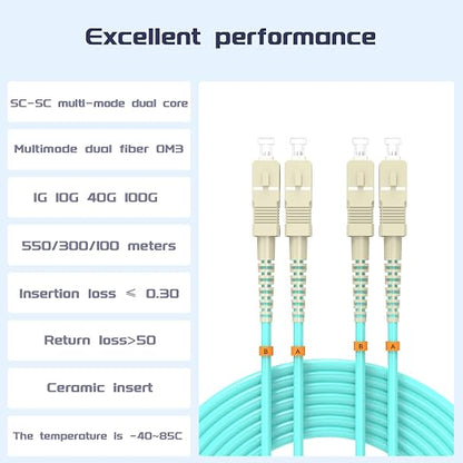 Fiber Patch Cable 6ft/1.8meters SC/UPC to SC/UPC OM3 10Gb/Gigabit MultiMode - Image 2