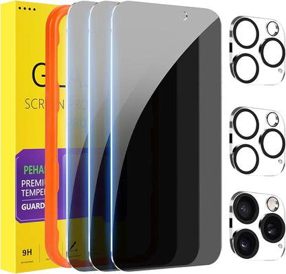 PEHAEL 3+3 Pack for iPhone 16 Pro Privacy Screen Protector by PEHAEL