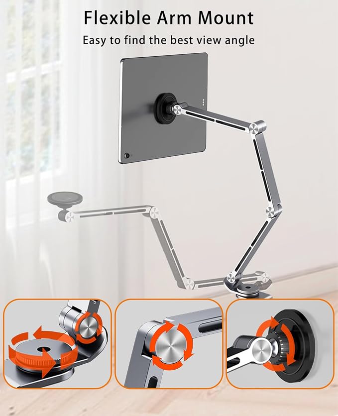Magnetic Tablet Stand for Desk Aluminum Alloy Phone iPad Desk Holder Overhead - Image 3