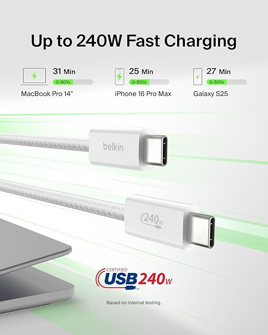 Belkin USB C to USB C Cable, 240W - Image 2