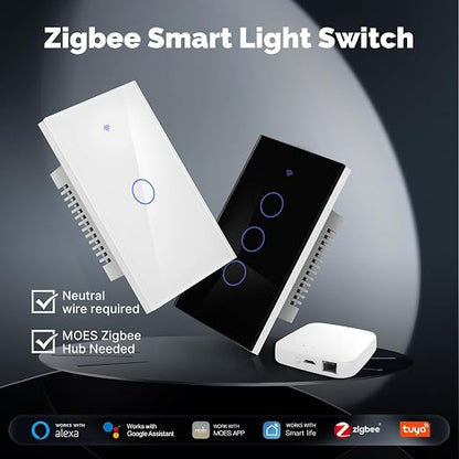 MOES Zigbee Smart Switch 2 Gang, Require MOES Zigbee Hub and Neutral Wire - Image 2