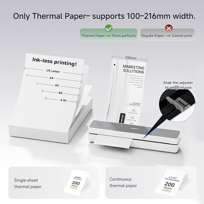 HPRT Portable Thermal Printer-Inkless Printer, Supports Thermal Paper&Labels - Image 3