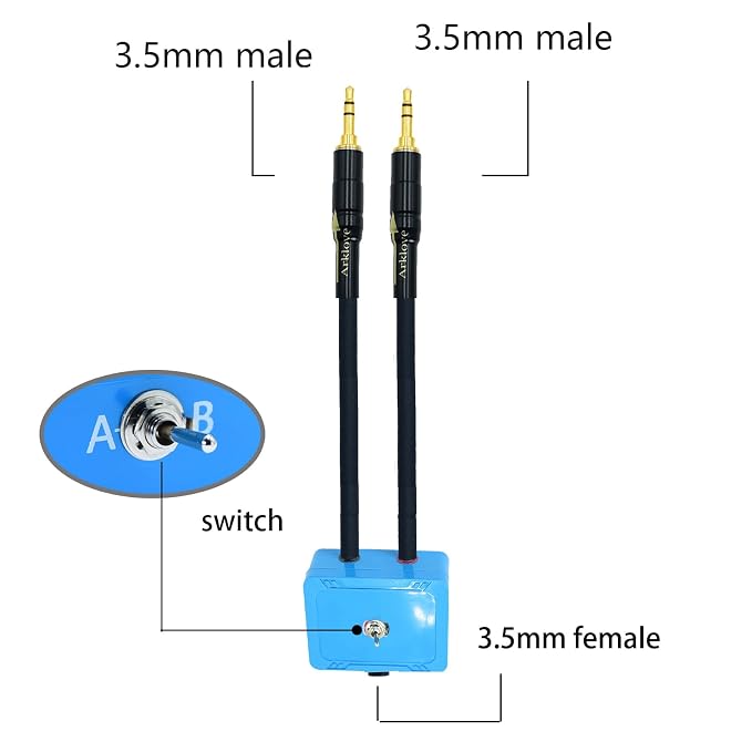 1ft Sound Channel swicher 1/8" aux Input 3.5mm Female to 2X 3.5 Output Switch - Image 2