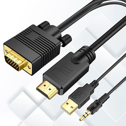 VGA to HDMI Cable 10ft with Audio, VGA to HDMI Adapter Cable Compatible Well by techfollower
