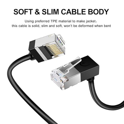 90° Downward Angled Cat 6A Ethernet Ultra Slim Cable 3.3 Feet 2Pack, Flexible - Image 2