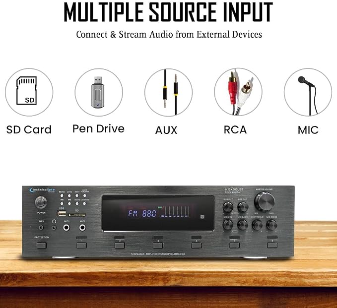 Vaiyer Home Audio System Kit, 6-Channel 6000 Watts Bluetooth Amplifier - Image 6
