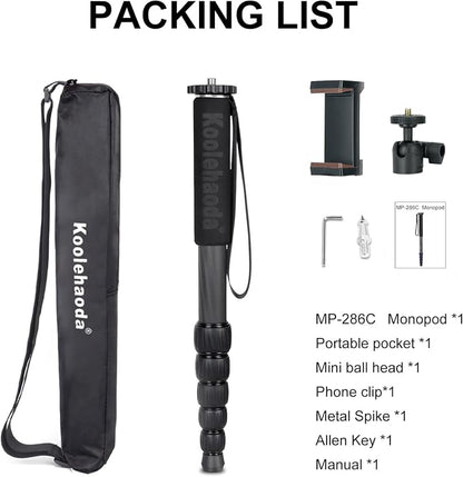Koolehaoda MP286C Carbon Fiber Camera Monopod, 6-Section Portable | - Image 7