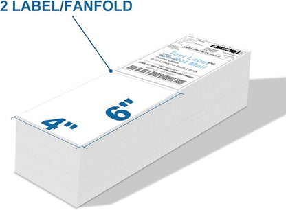 9527 Product 4" x 6" Zebra Fanfold Direct Thermal Shipping Labels, 2 Stacks - Image 2