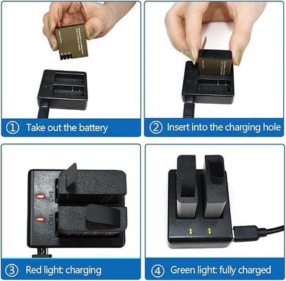 3 x 1050mAh Rechargeable Action Camera Battery - Image 6