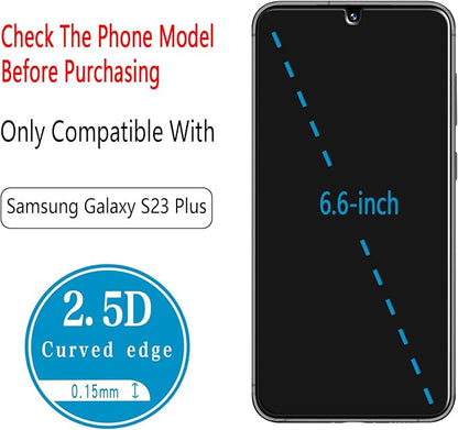2 Pack Screen Protector for Samsung Galaxy S23 Plus Tempered Glass - Image 3