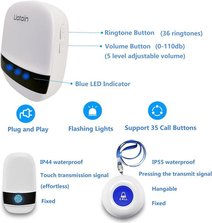Caregiver Pager Wireless Call Button Alert Button Call Bell Emergency Button - Image 3