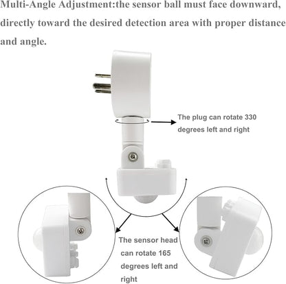 Motion Sensor Switch Indoor Plug in Motion Sensor Light Sockets Adjustable - Image 2