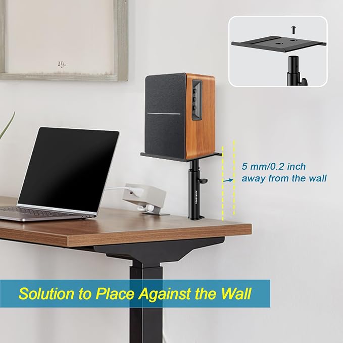 Set of 2 Studio Monitor Stands Desktop Clamp Speaker Stands Against The Wall - Image 2