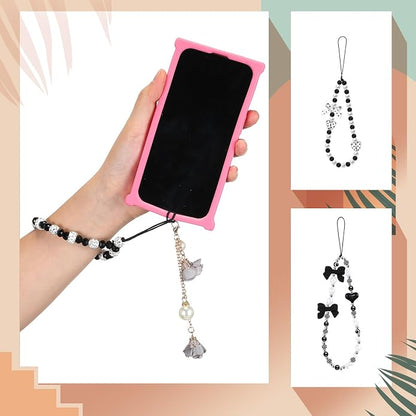 Ecally 3 Pcs Phone Charms Strap Camera Charm Strap Pearl Beaded Butterfly Bow - Image 3