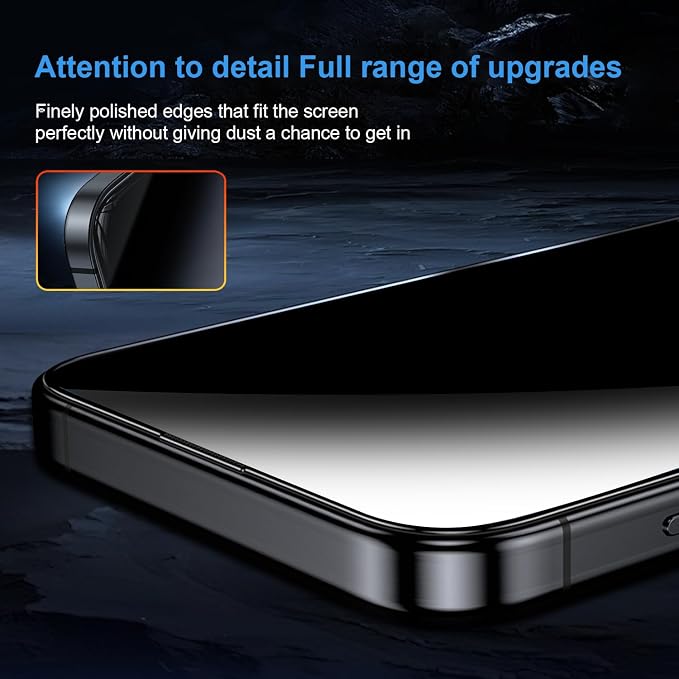 OneFish for iPhone 16 Pro Max Privacy Screen Protector, 4-Way 360° Anti-Spy - Image 4