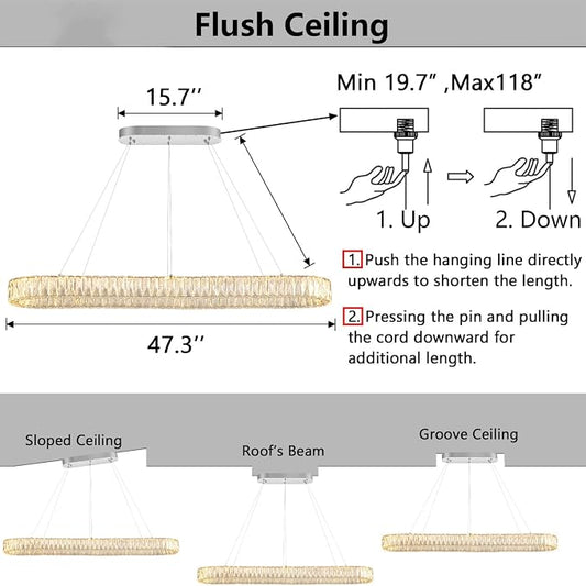 HAIXIANG Modern Crystal Chandelier Dimmable LED Long Chandeliers - Image 2