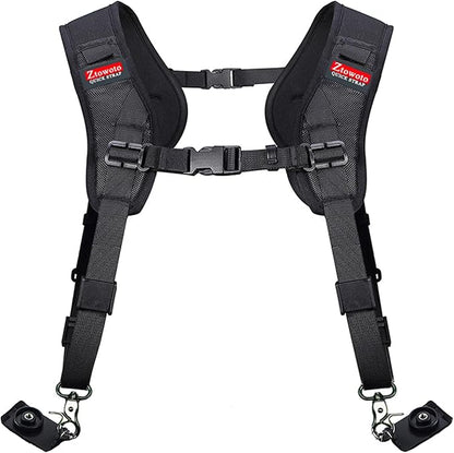 Double Shoulder Camera Strap Harness Quick Release Adjustable Dual Camera by ztowoto
