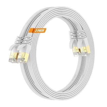Cat7 15FT Ethernet Cable Flat-White-10Gbps Ultra Slim High Speed Double Shielded - Image 9