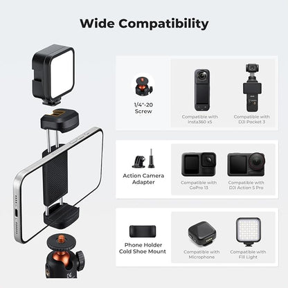 K&F CONCEPT MS62 25.6'' Mini Selfie Stick Tripod Stand, 5 Levels 360° Ball Head - Image 4