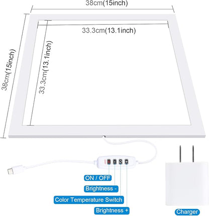 PULUZ 15''/38cm LED Photography Shadowless Light Panel 1200LM 6000K Three Color - Image 2