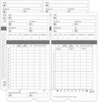 300 time Cards for HN4000, HN4500 time Clocks and More, Card Numbers 1-50 by Unknown
