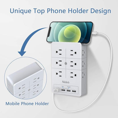 Surge Protector Nikleb 2-Pack, Wall Charger Box Multiports Total 4.8A, - Image 3