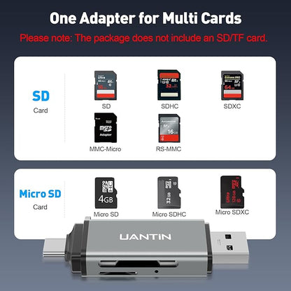 UANTIN SD Card Reader USB C, Dual Slots USB A & USB C Memory Card Adapter - Image 4