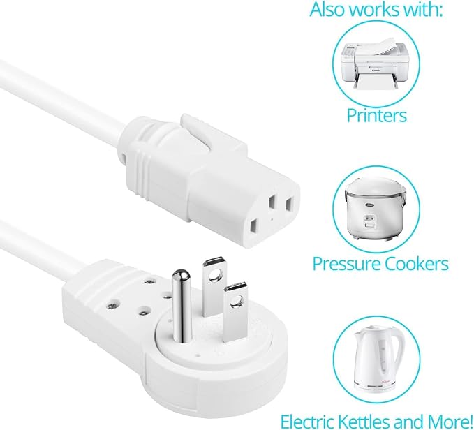 Maximm Monitor Computer Power Cord 3 Ft Flat Plug 360° Rotating PC Cable 3 - Image 2
