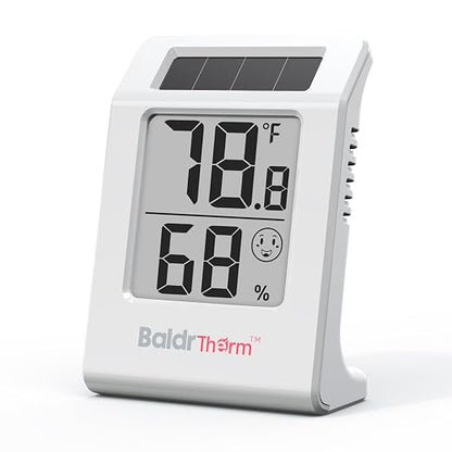 BaldrTherm Humidity Thermometer Meters, Solar-Powered Indoor Temperature Sensor by BaldrTherm
