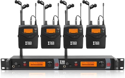 XTUGA RW2080 Wireless in Ear Monitor System 4 Bodypacks UHF IEM System by XTUGA