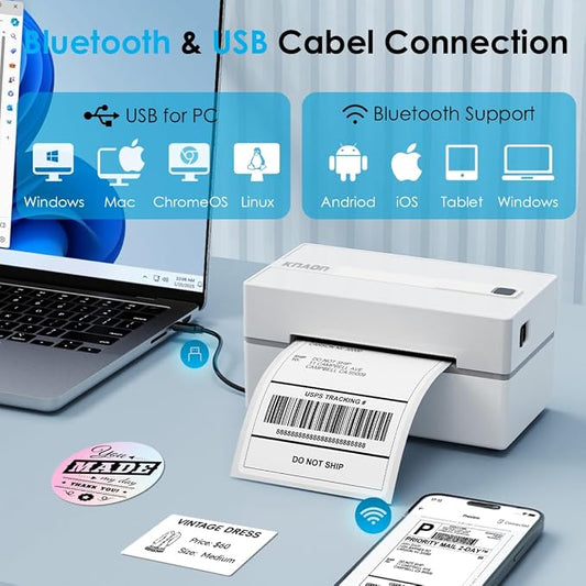 KNAON Bluetooth Thermal Shipping Label Printer, 4x6 Portable Thermal Address - Image 2
