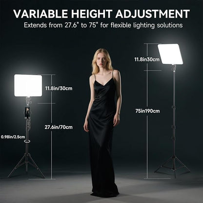 2-Pack LED Video Light Kit, 2700-6500k Dimmable Photography Lighting Kit - Image 4
