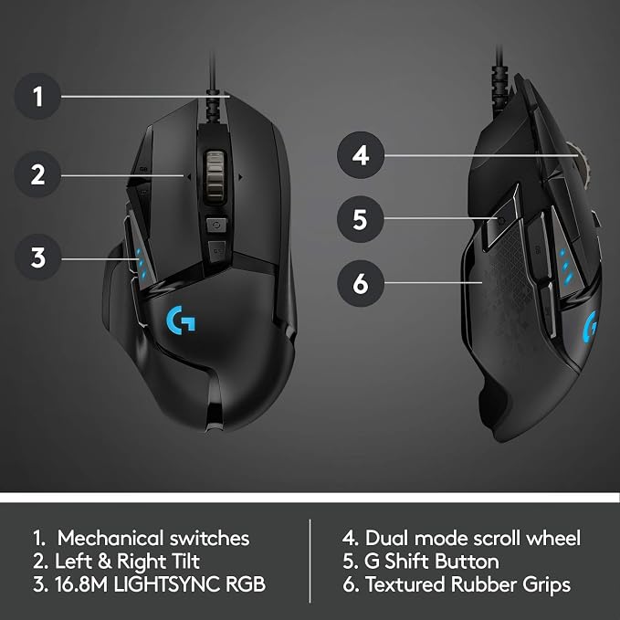 Logitech G502 HERO High Performance Wired Gaming Mouse, HERO 25K Sensor - Image 5