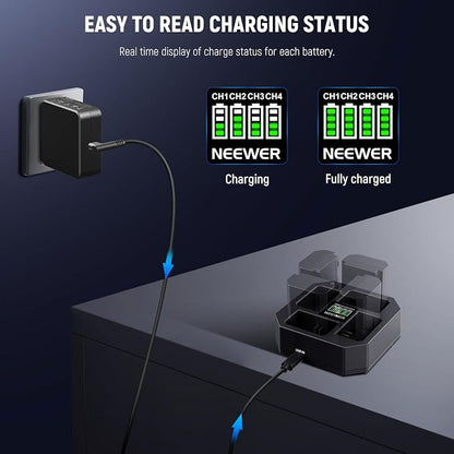 NEEWER 4 Channel USB Charger for NP-FZ100 Camera Battery Compatible - Image 6
