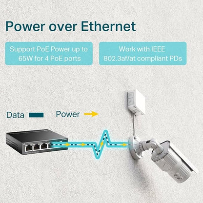 TP-Link 5 Port Gigabit PoE Switch | 4 PoE+ Port @65W | Easy Smart | Plug & Play - Image 3