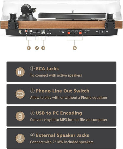 Record Player Vinyl Bluetooth Turntable - Image 4