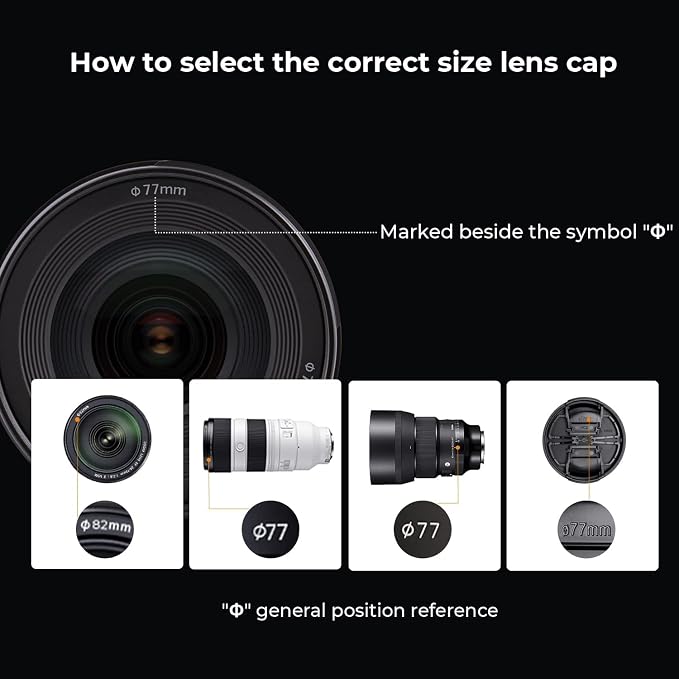 K&F Concept 72mm Lens Cap, 9-in-1 Center Pinch Lens Cover + Anti-Loss Keeper - Image 2