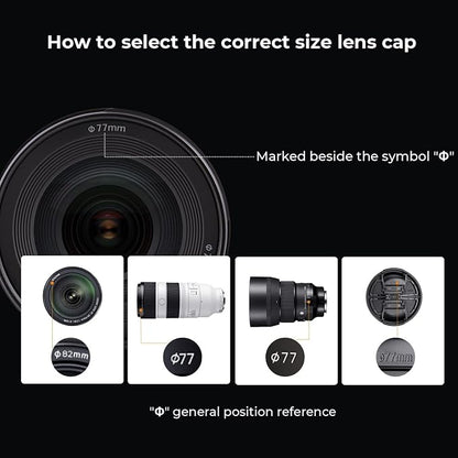 K&F Concept 40.5mm Lens Cap, 9-in-1 Center Pinch Lens Cover + Anti-Loss Keeper - Image 2