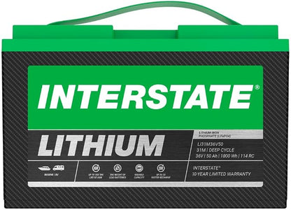 Interstate Batteries 36V 50Ah Group Size 31M Lithium Marine/RV Deep Cycle by InterstateBatteries