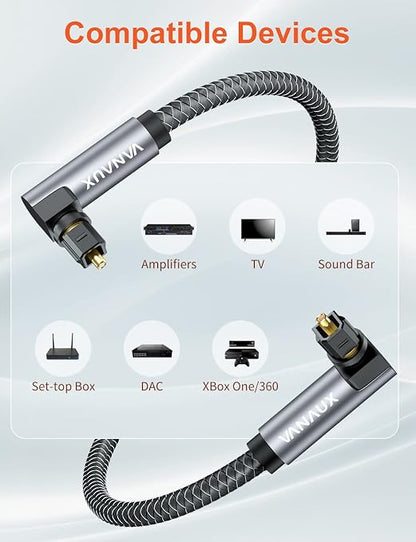 VANAUX Double 90 Degree Optical Cable, 6.5ft SPDIF Audio Optical Cable - Image 5