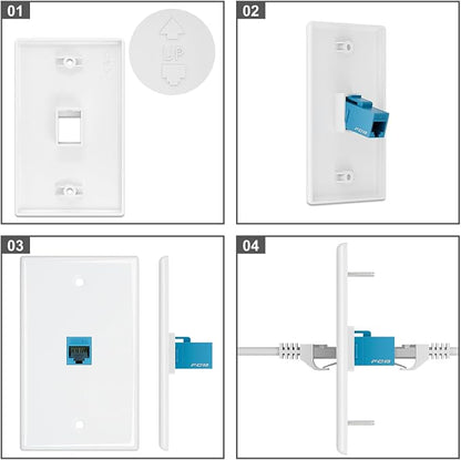FGB 4-Port Keystone Wall Plate 20-Pack, Low-Profile Single Gang Wall Plates - Image 6