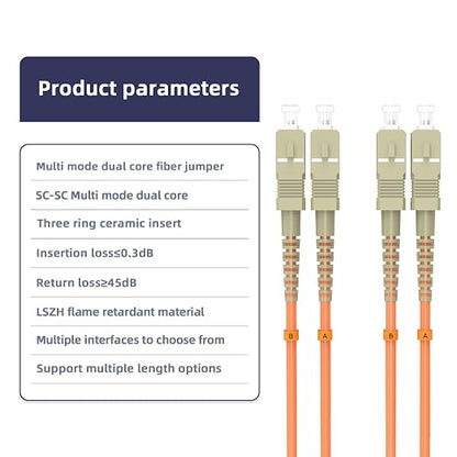 OM1 SC/UPC to SC/UPC Fiber Patch Cable 5M/16.4FT Multimode Duplex 62.5/125μm - Image 4