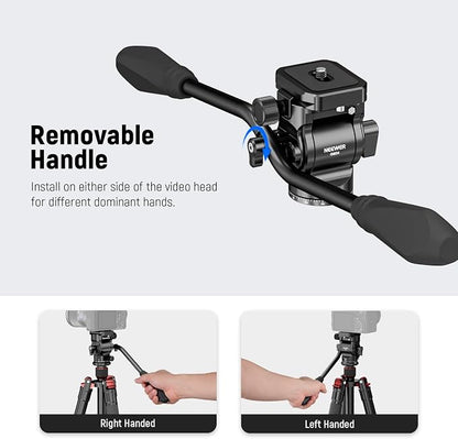NEEWER Tripod Fluid Head with Quick Release Plate & Handle, Metal Pan Tilt - Image 6