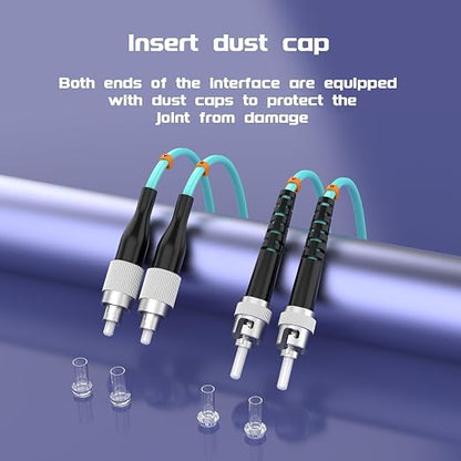 OM3 FC/UPC to ST/UPC Fiber Patch Cable 20Meters 65ft 10BG Multimode Duplex - Image 5