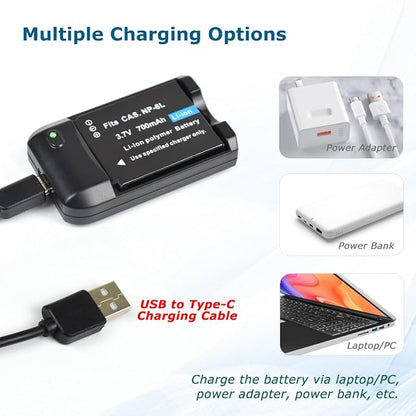 NP-6L Battery Charger + 2 pcs Rechargeable 3.7V 700mAh Batteries - Image 3