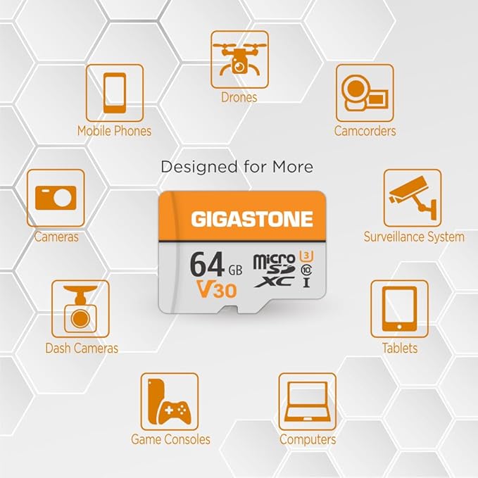 GIGASTONE 64GB Micro SD Card 2-Pack, V30 4K Video Recording, Surveillance - Image 3